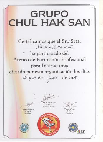 Asistencia al Ateneo de Capacitación Profesional de Instructores Chul Hak San 2019 Paulina Dalla Lasta
